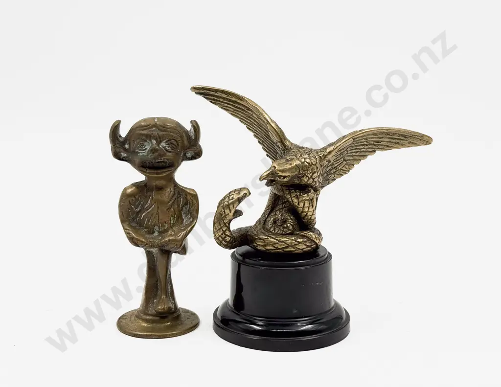 Reproduction C1920 Eagle Attacking Snake Car Mascot and Cornish Pixie Mascot Image 1++