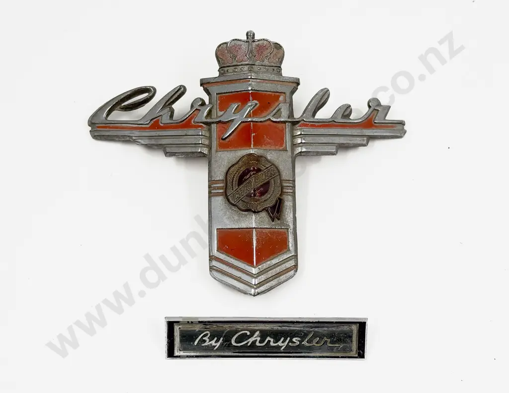 Vintage 1946 1947 1948 Chrysler Hood Ornament Front Emblem and Badge Image 1++