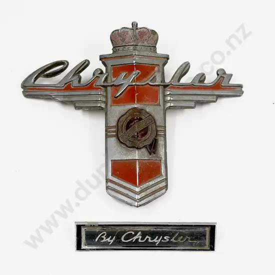 Vintage 1946 1947 1948 Chrysler Hood Ornament Front Emblem and Badge
