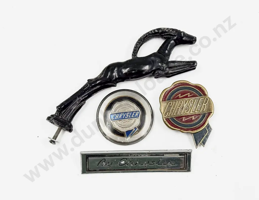 Art Deco Chrysler Imperial Type Hood Ornament with Three Chrysler Badges Image 1++