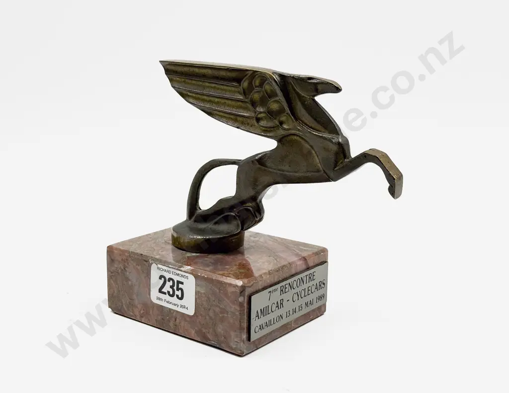 French After Darel C1930's Amilcar Pegasus Car Mascot Image 1++