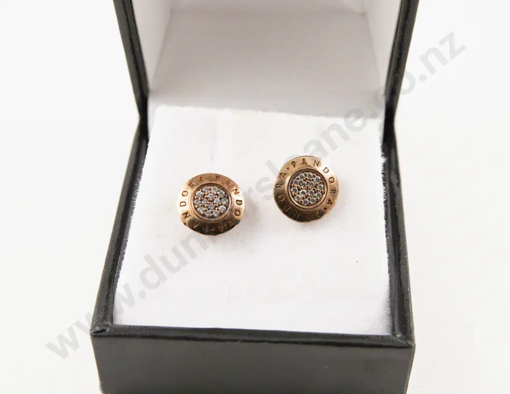 Pandora Silver Gilt Cubic Zirconia Cluster Stud Earrings Image 1++