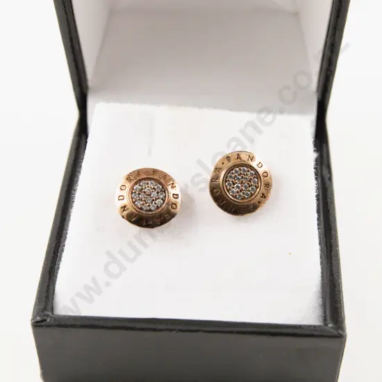 Pandora Silver Gilt Cubic Zirconia Cluster Stud Earrings