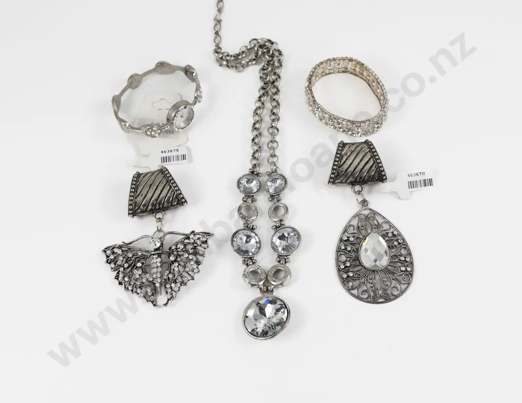 Collection of Rhinestone Costume Jewellery including Wrist Watch Image 1++