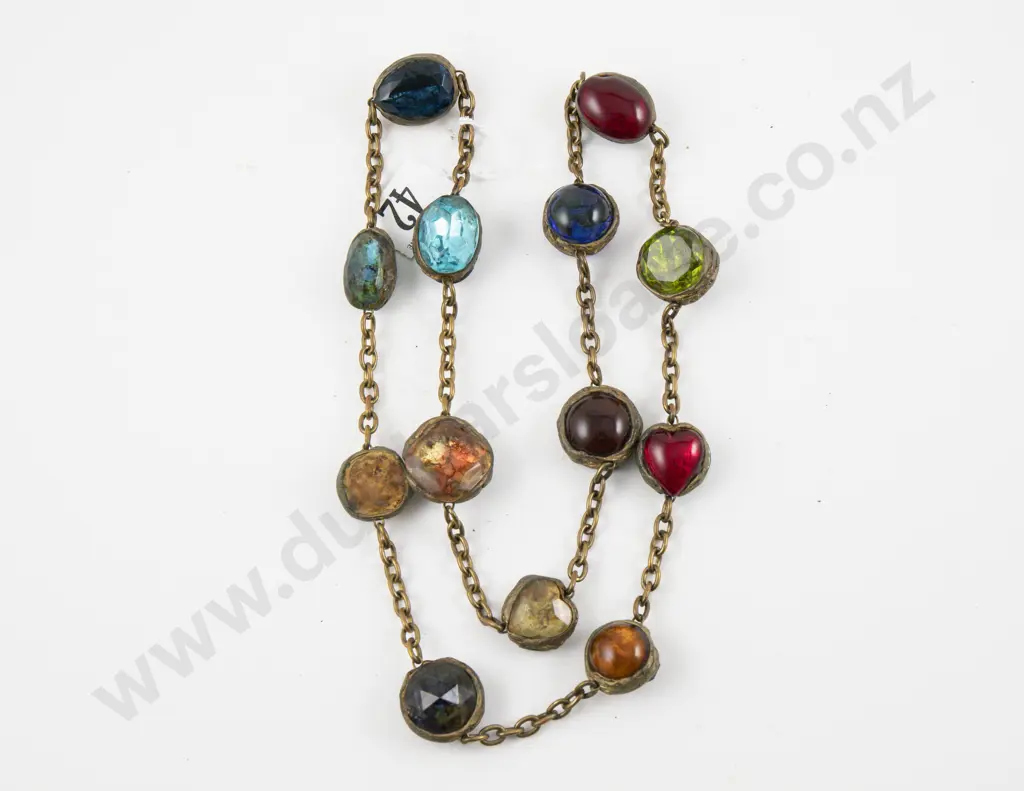 Vintage Multi Coloured Glass Stone Chunky Necklace Image 1++