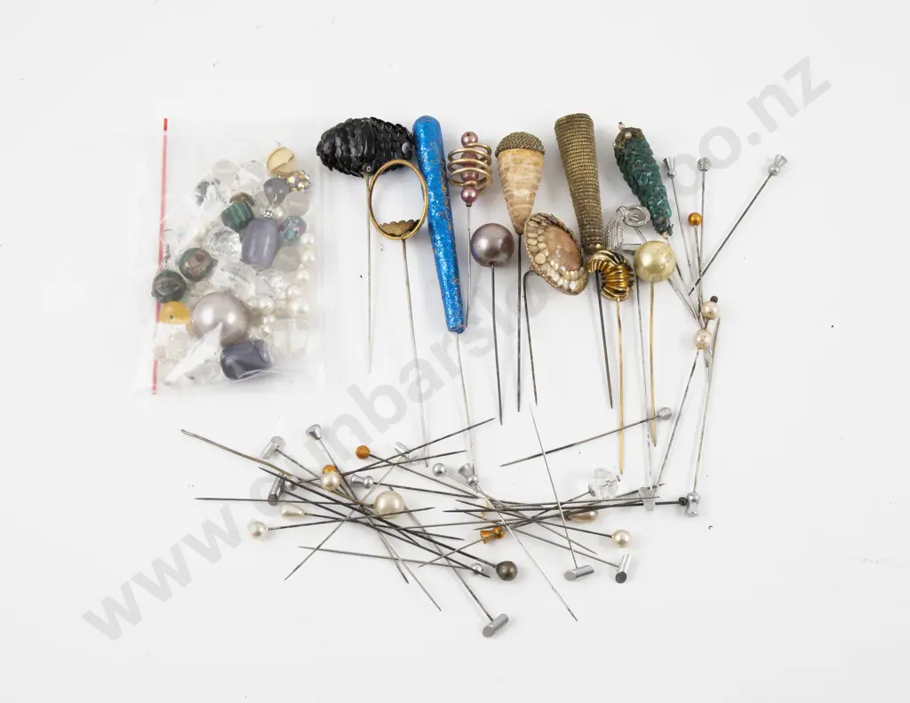 Collection of Assorted Hat Pins and Loose Beads Image 1++