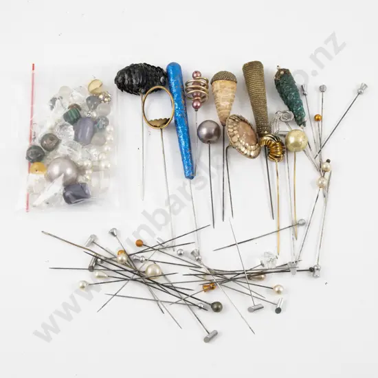 Collection of Assorted Hat Pins and Loose Beads