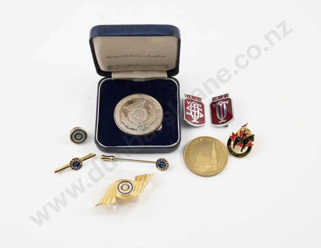 UK 1970 Scotland Silver Medal with Paris Tourist Token and Collection of Badges Image 1++