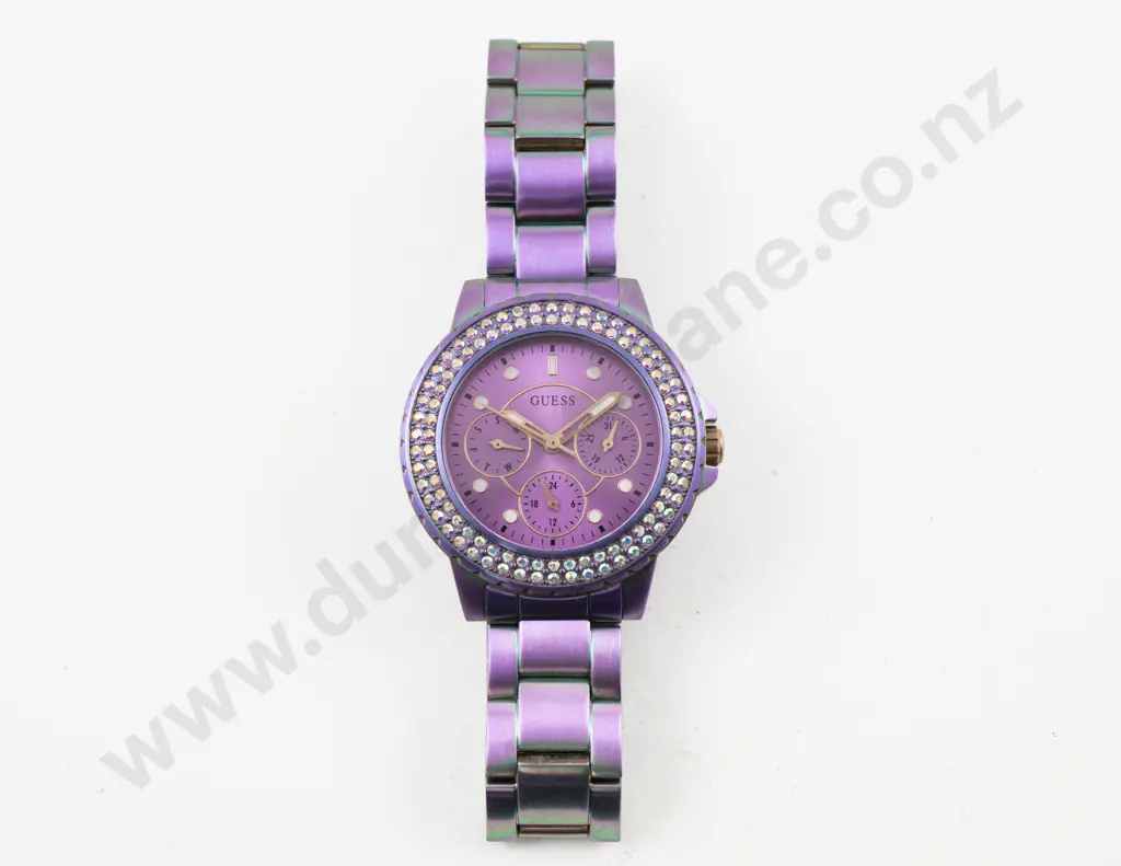 Guess Crown Jewel Ladies Purple Wrist Watch Image 1++