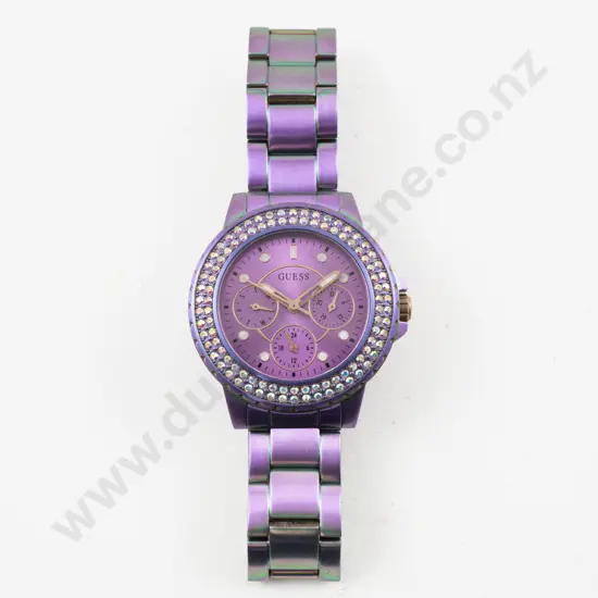 Guess Crown Jewel Ladies Purple Wrist Watch