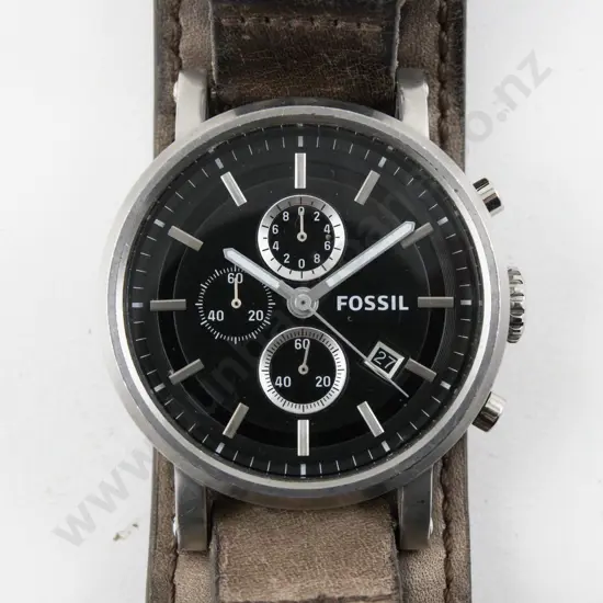 Fossil Gents Wrist Watch with Brown Leather Strap