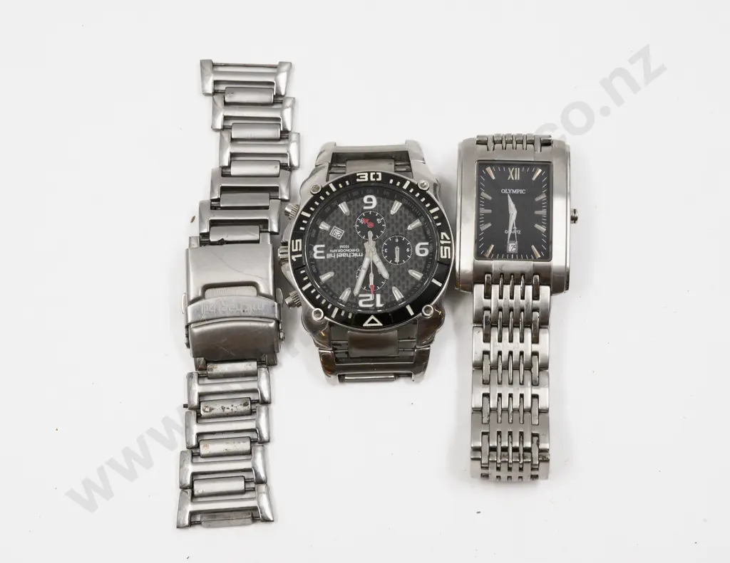MHJ Chronograph Stainless Steel Wrist Watch (A/F) and One Other Image 1++