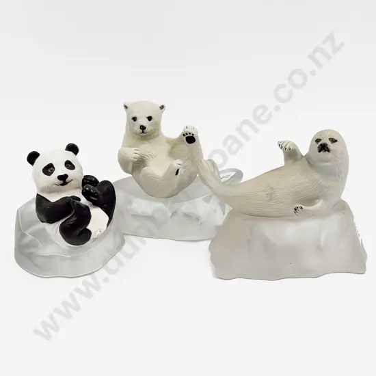 Franklin Mint Panda Ornament together with Two Other Animal Ornaments