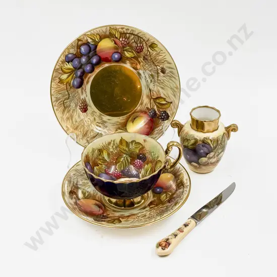 Aynsley Trio together with Small Vase & Fruit Knife