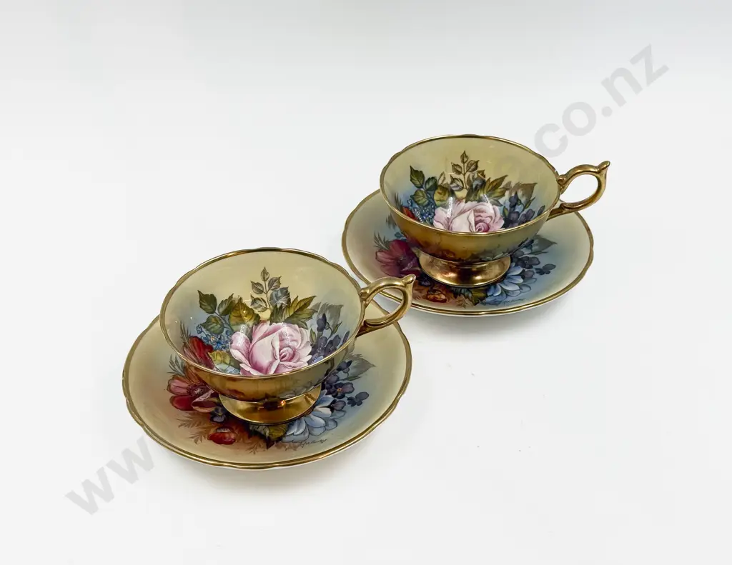 Pair of Aynsley Cups & Saucers Image 1++