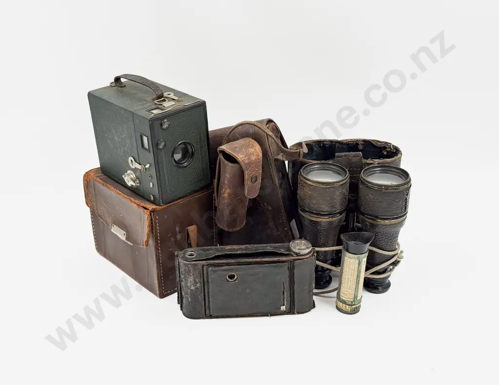 Two Vintage Cameras together with Binoculars Image 1++