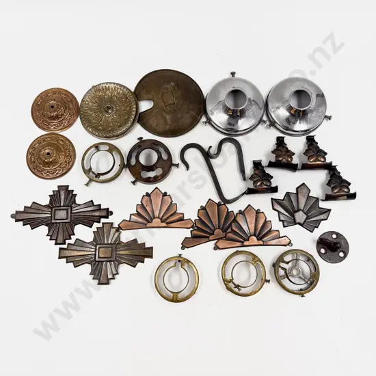 Qty of Assorted Vintage Metal Door & Light Fittings