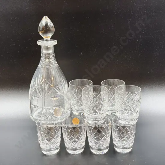 Webb Corbett Crystal Decanter with Assorted Tumblers