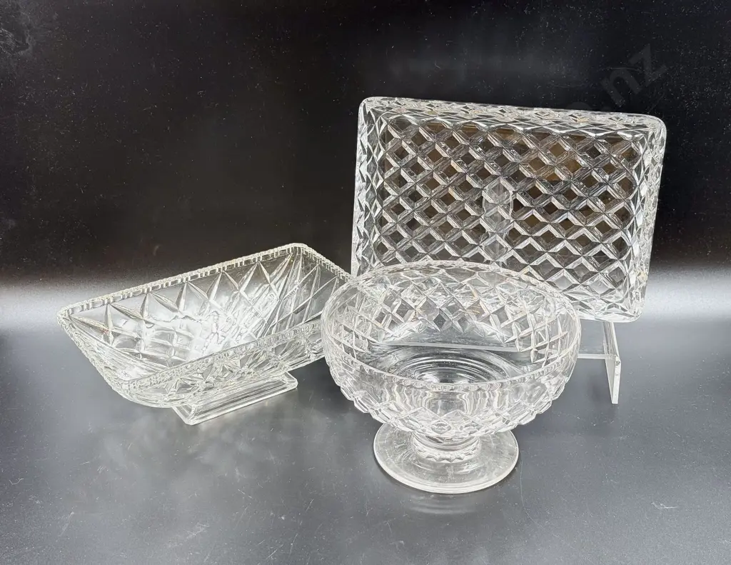 Stuart Crystal Pedestal Bowl together with Two Other Pieces of Crystal Image 1++