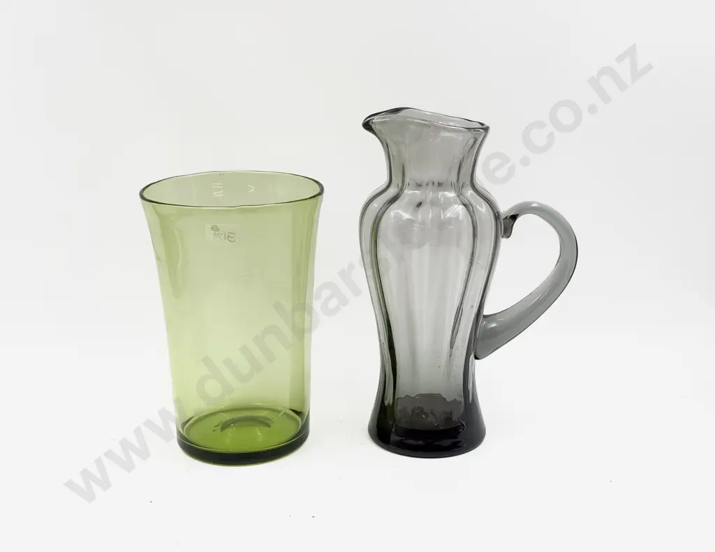 Smoked Glass Jug together with Green Glass Vase Image 1++
