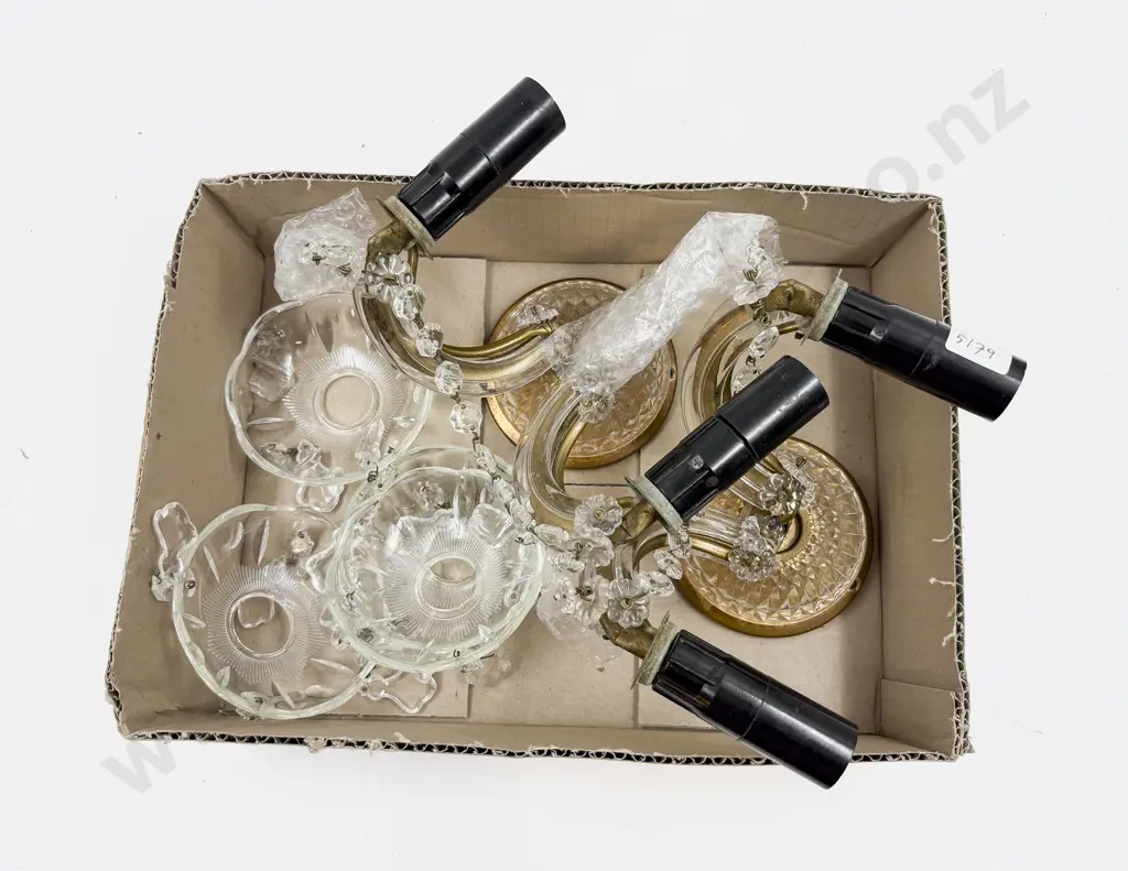 A Pair of VintageTwo Branch Wall Lights Image 1++
