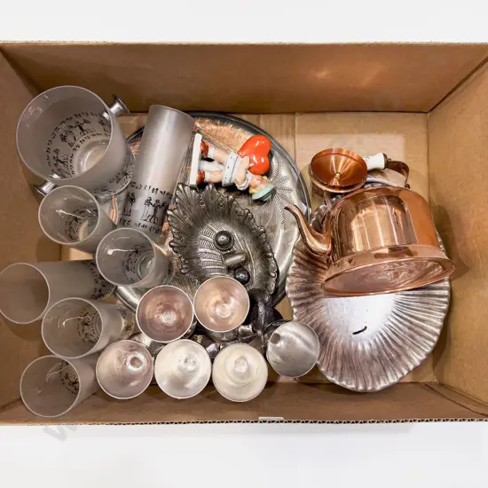 Box Qty of Assorted Metal & Glassware