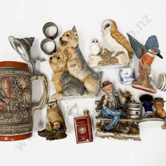 Box Qty of Assorted Animals Ornaments Figures & Large Stein