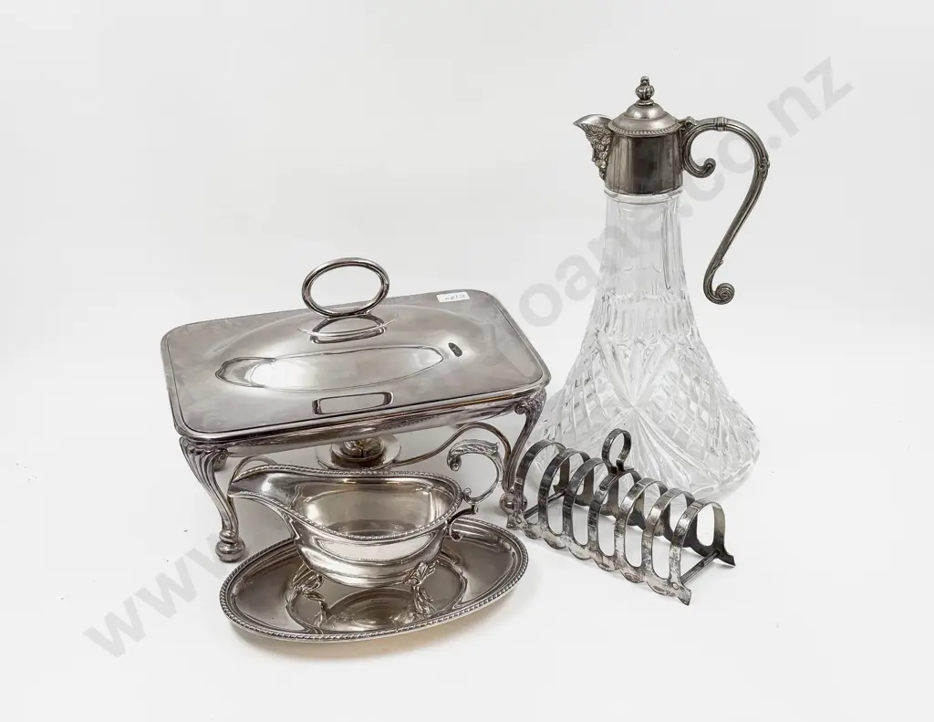 Small Qty of S/P including Spirit Tureen together with Claret Jug Image 1++