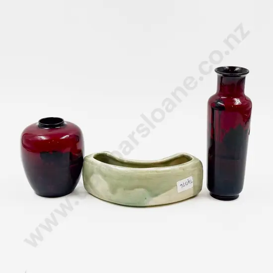 Two RD Flambe Vases together with Briar Gardner Flower Trough