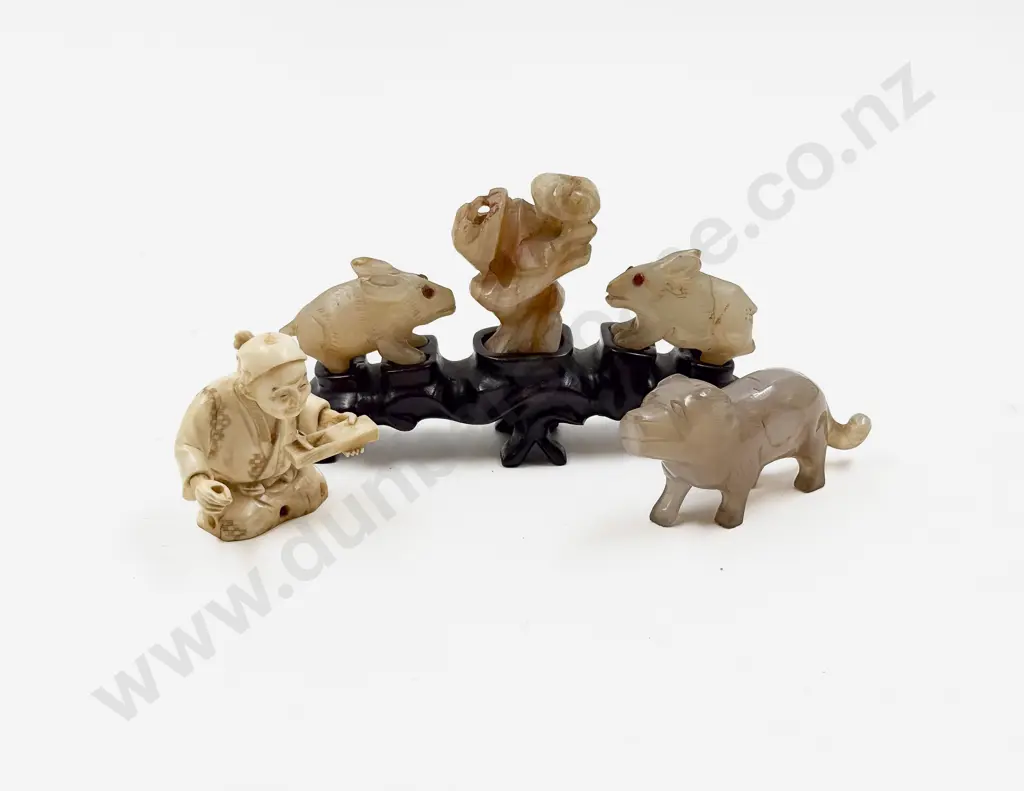 Small Ivory Figure together with Assorted Hardstone Ornaments Image 1++