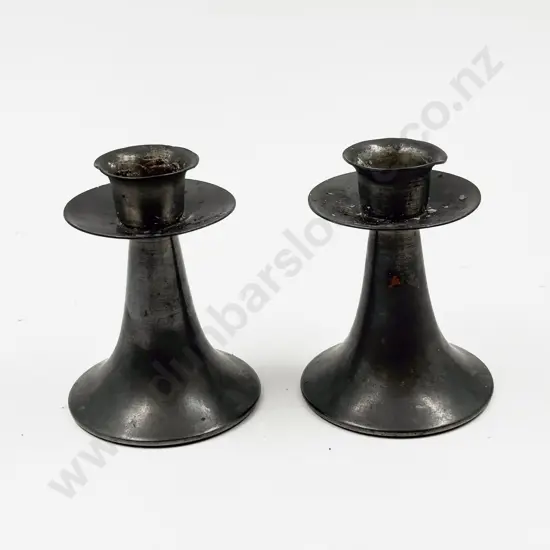 Pair of Jorgen Jensen Denmark Pewter Candlesticks