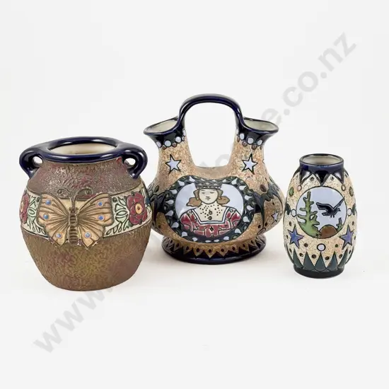 Three Art Nouveau Amphora Vases