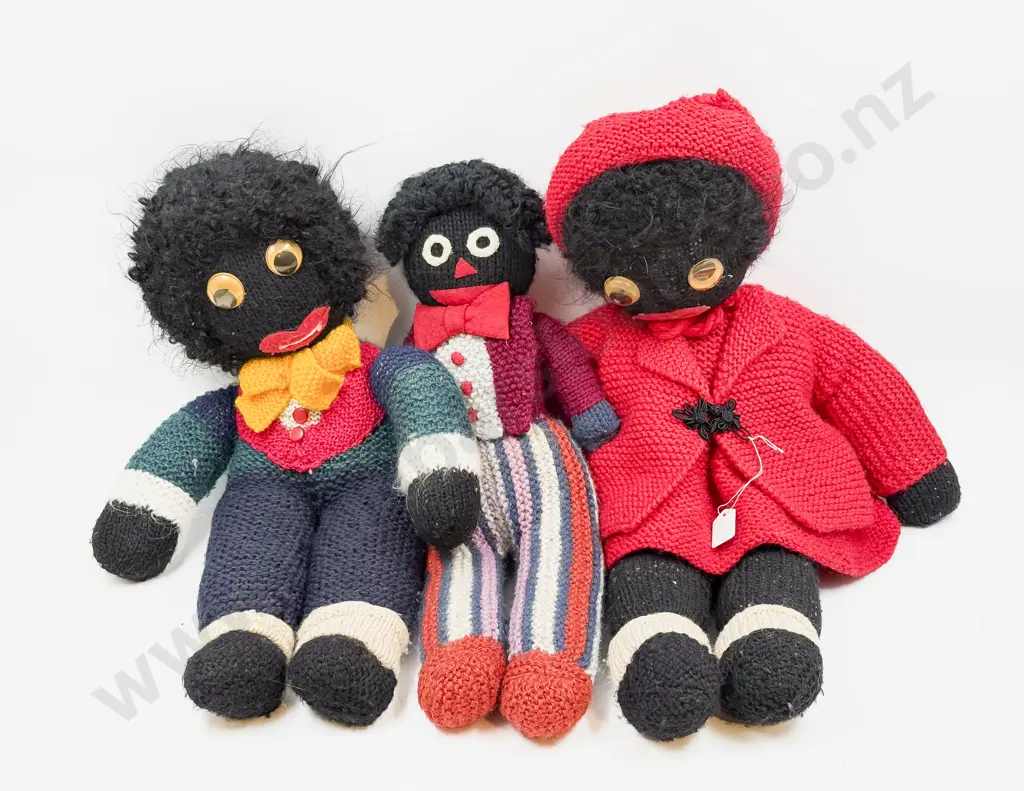Three Vintage All Wool Knitted Gollies 58cm 50cm 47cm Image 1++