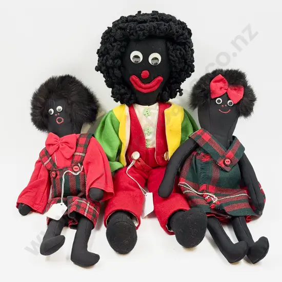 Gaye Jennings NZ Three Hand Made Character Gollies 38cm 50cm