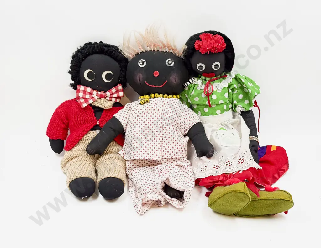 Three Vintage Hand Made Cloth Gollies 52cm 39cm Image 1++