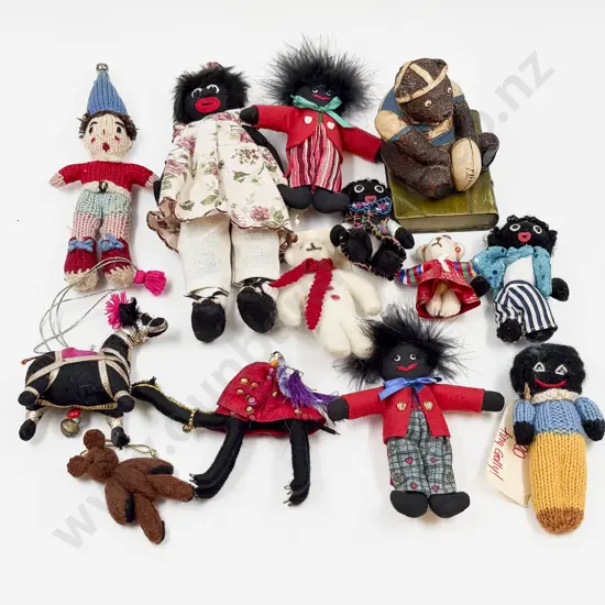 Various Small Cloth Knitted Gollies Teddies