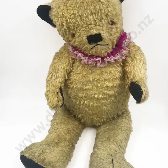 Large Vintage Pedigree Teddy Bear Seated on Cane Childs Chair