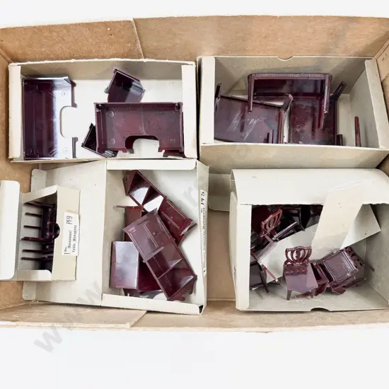 Five Boxed Hard Plastic Dolls House Furniture - New/Old