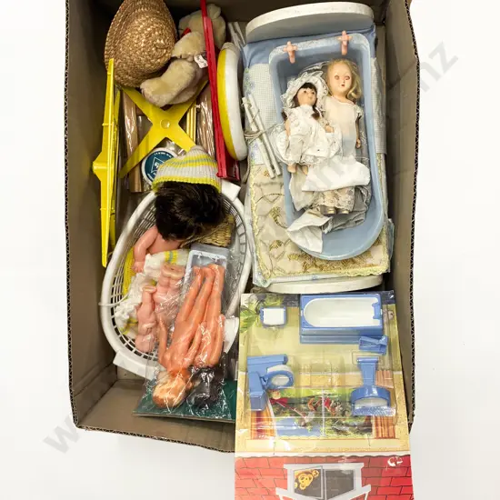 Assorted Dolls with Dolls Furniture and Collectables