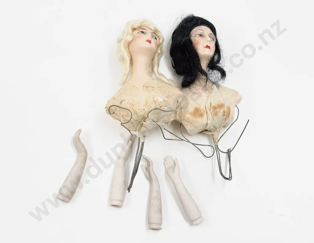 Two Wax Half Head Dolls Image 1++