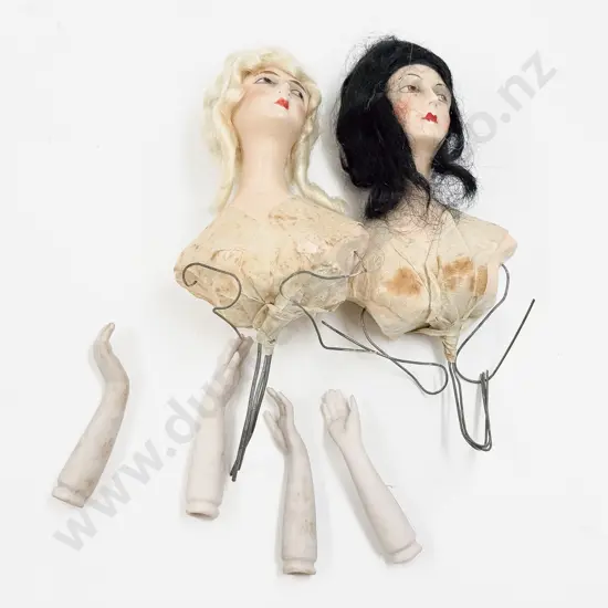 Two Wax Half Head Dolls