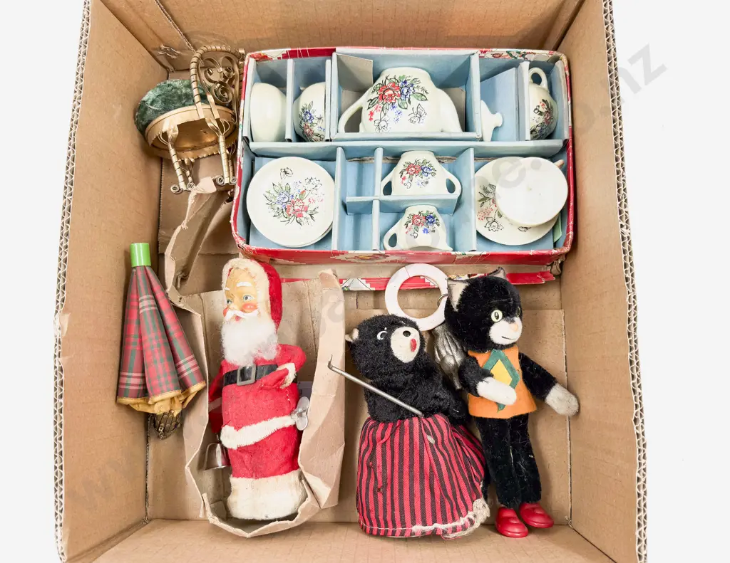 Clockwork Father Christmas with Schuco Cat with Nursery Tea Set and Assorted Image 1++