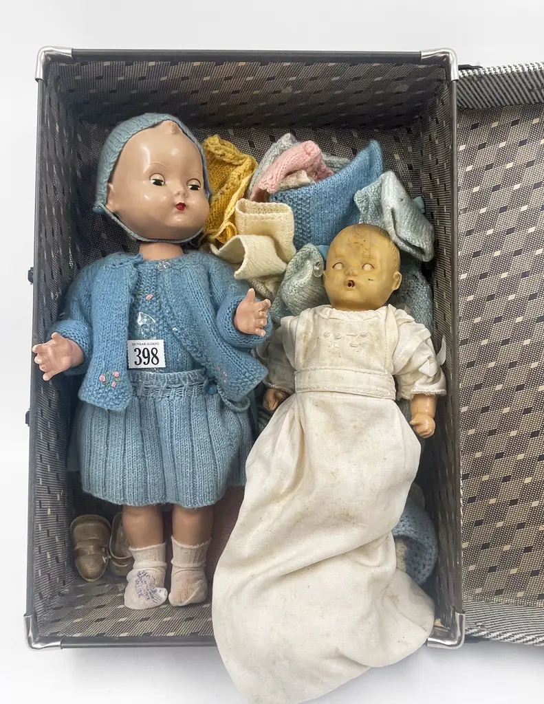 Roddy Hard Plastic Doll with Other and Clothes in Suitcase Image 1++