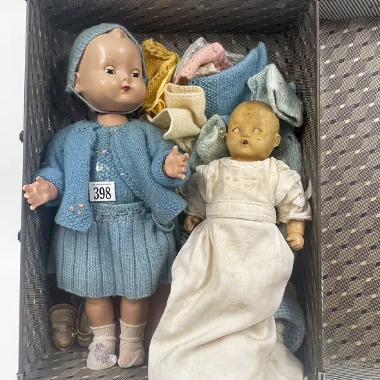 Roddy Hard Plastic Doll with Other and Clothes in Suitcase