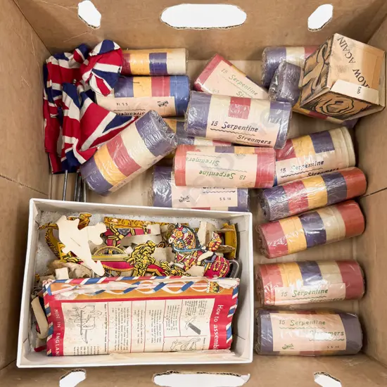 Quantity of Vintage Paper Bunting Union Jack Flags & Paper Coach Model