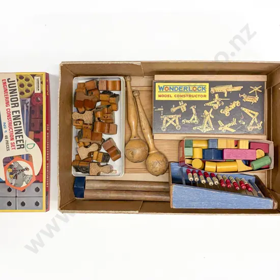 Assorted Vintage Wooden Building Blocks Stamps & Various