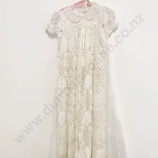 Vintage Lace Christening Gown With Petticoat
