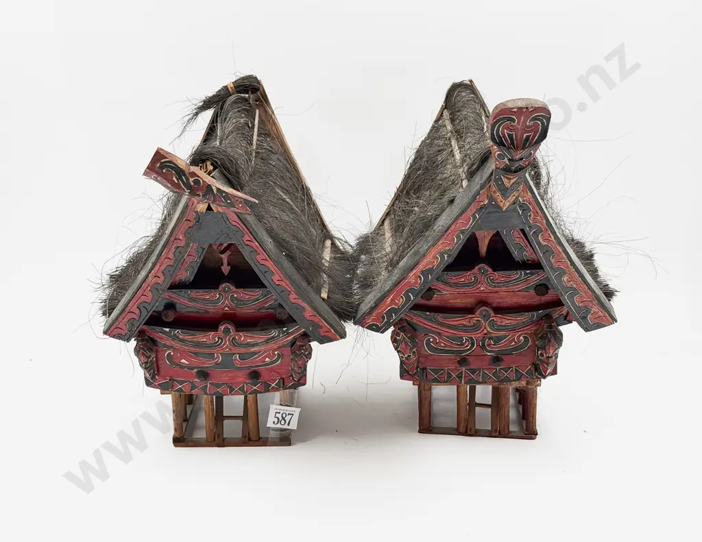 Pair of Small Batak Toba Traditional Thai House Models Image 1++