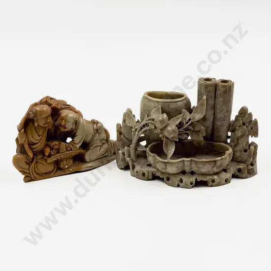 Hardstone Figure Group and Other