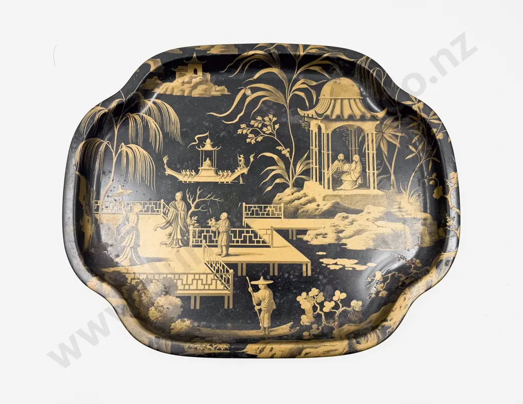 Decorative Chinoiserie Metal Tray Image 1++